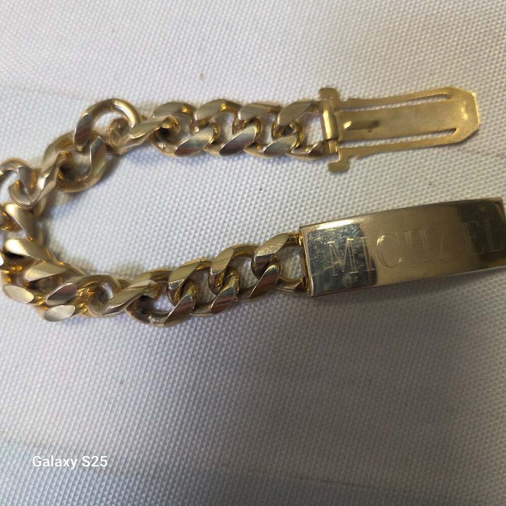 Vintage Speidel gold-tone Heavy Cuban Link ID Bracelet Engraved Michael